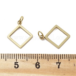 304ステンレスペンダント  イオンプレーティング（ip）  中空ひし形チャーム  18KGP本金メッキ  15.5x12.5x1mm&nbsp;STAS-D302-18G