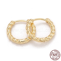 925スターリングシルバーハギーフープピアス  ツイスト  ライトゴールド  13.5x15x2mm  ピン：0.7mm&nbsp;EJEW-H110-15G