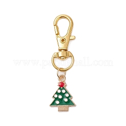 クリスマステーマ合金エナメルペンダント装飾5個  バックパックのキーチェーンの装飾品として使える回転式ロブスター クロー クラスプ チャーム  鹿/サンタクロース/クリスマスツリー  ゴールドカラー  45.5~54.5mm&nbsp;HJEW-JM02274