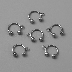 304ステンレススチール製イヤーカフ金具  水平ループのある U 字型  ステンレス鋼色  12x10x1mm  穴：1.6mm&nbsp;FIND-WH0110-492P