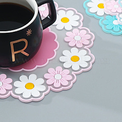 2Pcs 2 Colors Daisy Shaped Silicone Hot Pads&nbsp;AJEW-GF0011-16