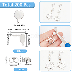 100Pcs Flat Round Shape 304 Stainless Steel Stud Earring Findings&nbsp;STAS-SC0008-60