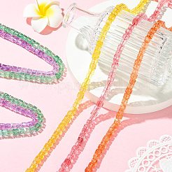 5 Strands 5 Colors Crackle Transparent Glass Beads Strands&nbsp;GLAA-CJ0003-04