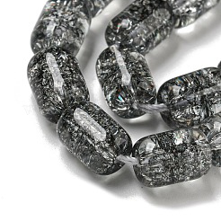 透明クラックルガラスビーズ連売り  コラム  ブラック  11x8mm  穴：1.2mm  約36個/連  15.35''（39センチメートル）&nbsp;GLAA-NH0001-04D
