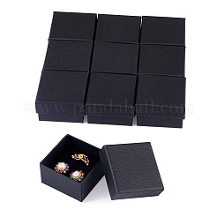 段ボール製ジュエリーギフトボックス  リング用  ピアスとペンダント  正方形  ブラック  5.3x5.25x3.2cm&nbsp;CON-TAC0014-10B