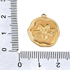 304ステンレスペンダント  フラワーラウンドフラワーチャーム  ゴールドカラー  19.5x17x2mm  穴：1.2mm&nbsp;SA-CBAA1A1-03G