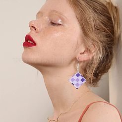 チェッカーボードのダングルイヤリングDIY製作キット  ひし形のアクリルパーツを含む  鉄のピアスフックと丸カン  ミックスカラー  ペンダント：18ピース/セット&nbsp;DIY-OC0008-06
