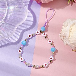 Glass & Acrylic Beaded Mobile Phone Lanyard Wrist Strap&nbsp;HJEW-JM01977