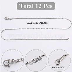 304ステンレススチールベネチアンチェーンネックレスセット12個  ステンレス鋼色  17.7インチ（45cm）&nbsp;NJEW-SC0001-21