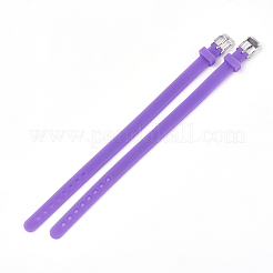 シリコン時計バンド  201ステンレススチール留め具付き  青紫色  8-7/8インチ（22.5~22.7cm）  10x3mm&nbsp;SIL-S001-04