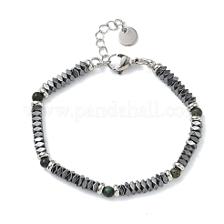 Natural African Turquoise(Jasper) & Non-magnetic Synthetic Hematite Beaded Bracelets for Women&nbsp;BJEW-Z148-03P-05