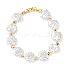 Brass & Plastic Beaded Stretch Bracelets for Women&nbsp;BJEW-F515-09G