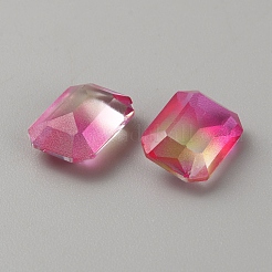 130 個のグラデーションカラー透明樹脂カボション  多面カット八角形  サクランボ色  13.5x10x5.5mm&nbsp;RESI-TAC0018-30F