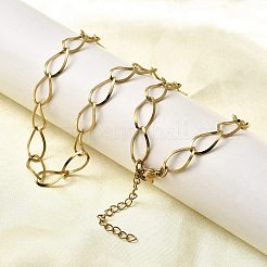 304ステンレススチール製ティアドロップリンクチェーンネックレス（女性・男性用）  イオンプレーティング（ip）  ゴールドカラー  17.44インチ（44.3cm）&nbsp;NJEW-A058-02G