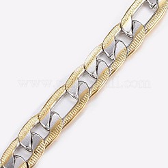 メンズ 304 ステンレス フィガロ チェーン ブレスレット  カニカン付き  多面カット  ゴールデン·ステンレス鋼色  8-1/4インチ（210mm）  9x2mm&nbsp;X-BJEW-I238-11A