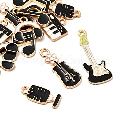 14pcs7スタイル音楽テーマ合金エナメルペンダント  混合図形  ブラック  13~31x8~22x1~2mm  穴：1.8~2mm  2個/スタイル&nbsp;FIND-FP0002-97