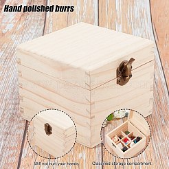 9セクション木箱収納  正方形  バリーウッド  12.25x11.45x9.5cm  容量：10ミリリットル&nbsp;WOOD-WH0103-41