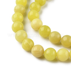 天然石レモンジェイド翡翠ビーズ連売り  ラウンド  10mm  穴：1mm  約36~38個/連  14.88~14.96インチ（37.8~38cm）&nbsp;G-G0003-C02-A