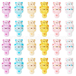 30本6色樹脂カボション  猫  ミックスカラー  29.5x17.5x8mm  5個/カラー&nbsp;RESI-TA0003-80