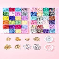 DIY ガラスシード & プラスチック & ポリマー粘土ビーズブレスレット作成キット  ミックスカラー  4~7x4x0.6~4mm  穴：1.2~1.8mm&nbsp;DIY-FS0007-07