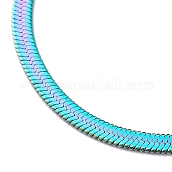 304ステンレススチールフラットスネークチェーンブレスレット男性用女性用  虹色  7-3/4インチ（19.6cm）&nbsp;BJEW-E076-01MC-03
