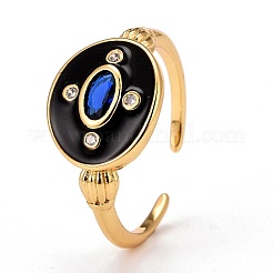 Real 18K Gold Plated Brass Cubic Zirconia Cuff Ring&nbsp;RJEW-C014-02