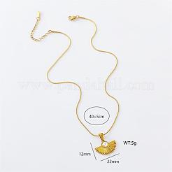 3Pcs Stainless Steel Pave Imitation Pearl Fan-Shaped Fashion Pendant Necklaces for Women&nbsp;CS4739