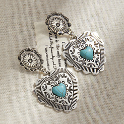 Dangle Stud Earrings Alloy & Synthetic Turquoise Dangle Stud Earrings&nbsp;FS-WGCE263-02