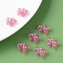 透明なアクリルビーズ  ABカラーメッキ  クマ  ミックスカラー  16x13x8.5mm  穴：2mm  約700個/500g&nbsp;MACR-S154-127-C