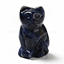 天然宝石彫刻ディスプレイ装飾  ホームオフィスデスク用  猫  48~50x31~33x21~23mm&nbsp;G-C244-05B