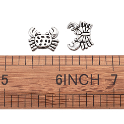 チベット風合金ビーズ  カニ  アンティークシルバー  12.5x15.5x3.5mm  穴：1.4mm&nbsp;LS-PALLOY-TAC0009-17AS