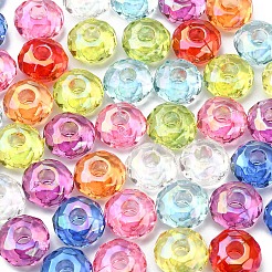 クリアアクリルヨーロピアンビーズ  大穴ビーズ  ABカラー  ロンデル  ミックスカラー  14.5x8mm  穴：4.5mm&nbsp;FIND-CJC0003-54A