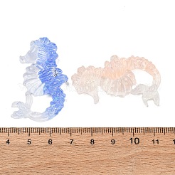 蓄光海の透明樹脂カボション  暗闇で光る  タツノオトシゴ  44x27x12.5mm&nbsp;CRES-L045-02B