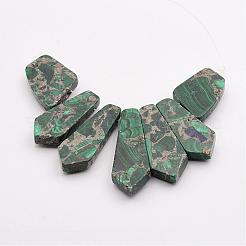 Assembled Silver Line and Malachite Bead Strands&nbsp;G-P297-N01