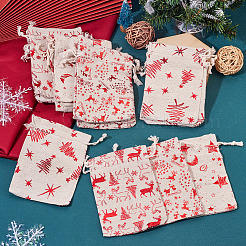 20Pcs 4 Styles Christmas Theme Cotton Fabric Cloth Bags&nbsp;ABAG-TA0002-04A