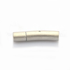 変色防止の混合スタイル、艶出しまたはマット仕上げのコラム 304 ステンレススチール製バヨネットネックレス留め具  ステンレス鋼色  28x7mm  穴：4mm&nbsp;STAS-I013-4mm-B