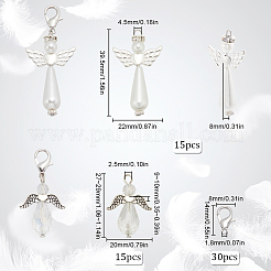 60pcs 3 Styles Electroplate Glass with Acrylic Imitation Pearl with Alloy Pendants&nbsp;FIND-SC0010-07
