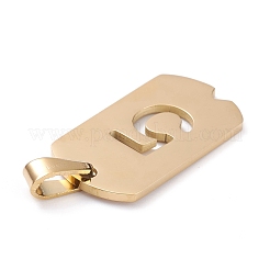 イオンプレーティング（IP）304ステンレスペンダント  数の長方形  ゴールドカラー  NUM。5  27.5x14.5x1.5mm  穴：7.5x3mm&nbsp;STAS-H144-02G-5