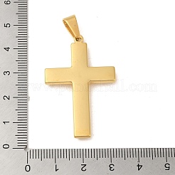 PVD真空メッキ304ステンレスペンダント  キュービックジルコニア付き  クロス  ゴールドカラー  41.5x27.5x3.5mm  穴：8x5.5mm&nbsp;STAS-C105-05G