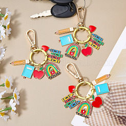 3Pcs Teachers' Day Zinc Alloy Enamel Keychains&nbsp;KEYC-SW00021