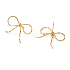 女性のための真鍮のスタッドピアス  蝶結び  18KGP本金メッキ  19.5x26.5mm&nbsp;EJEW-F334-03G-01