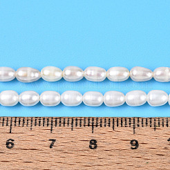 天然養殖淡水パールビーズ連売り  ライス  グレードAB  乳白色  4~6.5x3.5~4mm  穴：0.6mm  約72~76個/連  14.96~15.55インチ（38~39.5cm）&nbsp;PEAR-N024-03-2AB-01