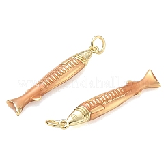 ラックメッキ真鍮チャーム  魚のチャーム  エナメル  カドミウムフリー＆鉛フリー  長持ちメッキ  18KGP本金メッキ  サドルブラウン  32x5x4mm  穴：3.5mm&nbsp;KK-CBAB1AF-16A-G