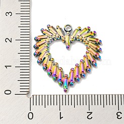 イオンプレーティング（IP）304ステンレスペンダント  ハートチャーム  虹色  25x24x2mm  穴：1.8mm&nbsp;STAS-C079-16M