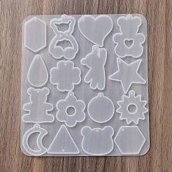 動物のイヤリングペンダント DIY シルエット シリコン型  レジン型  UVレジン用  エポキシ樹脂工芸品作り  クマ  137x123x4mm  内径：27.5~39x16.5~34.5mm  穴：1.5~2mm&nbsp;DIY-Q033-02A