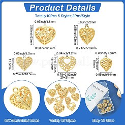 10Pcs 5 Styles Brass Pendants&nbsp;KK-TA0002-44