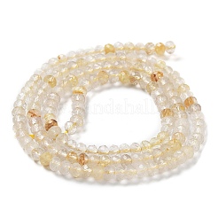 天然石ルチルクォーツビーズ連売り  多面カット  ロンデル  3x2mm  穴：0.6mm  約128~149個/連  15.35''（39センチメートル）&nbsp;G-J400-C11-02
