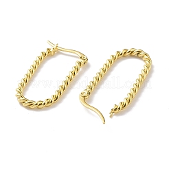 PVD 真空メッキ ステンレススチール ツイストロープ オーバルフープ イヤリング 女性用  ゴールドカラー  31x16x2.5mm  ピン：1.4mm&nbsp;EJEW-A074-01G