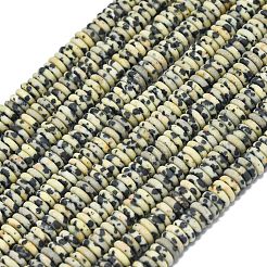 フロスト加工の天然ダルメシアンジャスパービーズ連売り  ロンデル  6x2mm  穴：1mm  約150~160個/連  14.57~14.96''（37~38センチメートル）&nbsp;G-K389-C22-01