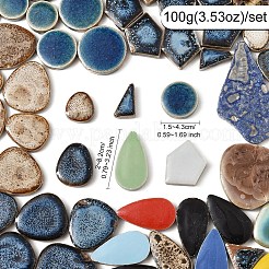 モザイクタイル磁器カボション  家の装飾やdiyの工芸品  混合形状  ミックスカラー  20~82x15~43x5mm  約14個/100g  100 G /セッティング&nbsp;DIY-YWC0009-01A